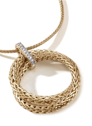 Detail View - Click To Enlarge - JOHN HARDY - ‘Classic Chain’ 18K Gold Diamond Double Ring Charm Chain Necklace