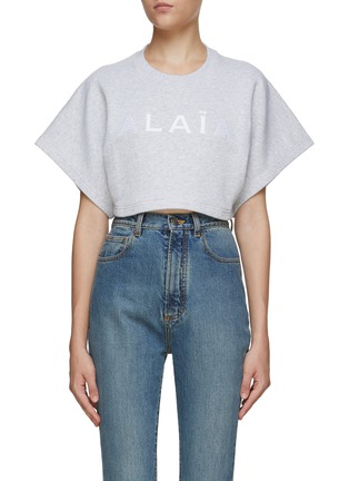 Main View - Click To Enlarge - ALAÏA - Logo Cropped Sweatshirt T-Shirt