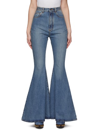 Main View - Click To Enlarge - ALAÏA - Medium-Washed Flared Leg Jeans