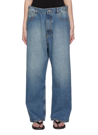 Main View - Click To Enlarge - ALAÏA - Bi-Fabric Wide Leg Jeans