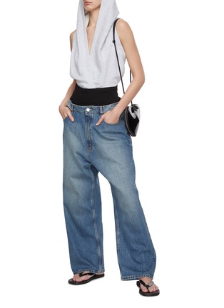 Figure View - Click To Enlarge - ALAÏA - Bi-Fabric Wide Leg Jeans