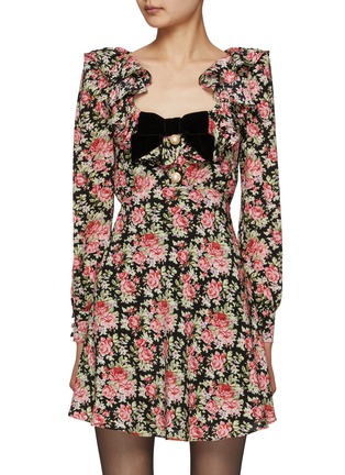Main View - Click To Enlarge - ALESSANDRA RICH - Rose Print Mini Dress
