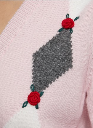  - ALESSANDRA RICH - Embroidered Diamond Knit Cardigan