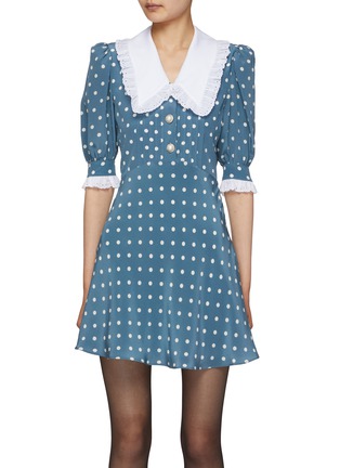 Main View - Click To Enlarge - ALESSANDRA RICH - Polka Dot Ruffle Collar Mini Dress