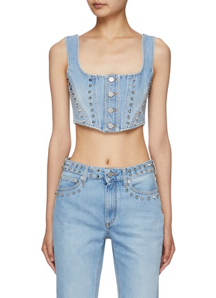 Main View - Click To Enlarge - ALESSANDRA RICH - Denim Corset with Embellishment