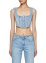 Main View - Click To Enlarge - ALESSANDRA RICH - Denim Corset with Embellishment