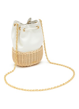 Detail View - Click To Enlarge - RODO - Wicker Base Leather Bucket Bag