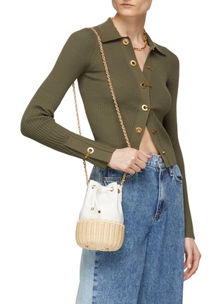 Figure View - Click To Enlarge - RODO - Wicker Base Leather Bucket Bag