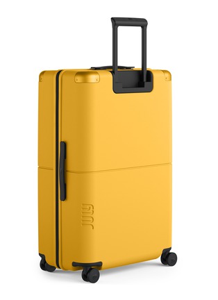 Front View - Click To Enlarge - JULY - Checked Plus Suitcase — Marigold Yellow
