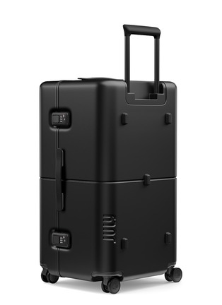 Detail View - Click To Enlarge - JULY - Checked Trunk Suitcase — Light Matte Black