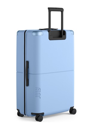 Front View - Click To Enlarge - JULY - Checked Plus Suitcase — Sky