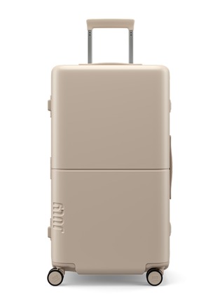 Main View - Click To Enlarge - JULY - Checked Trunk Suitcase — Light Sand