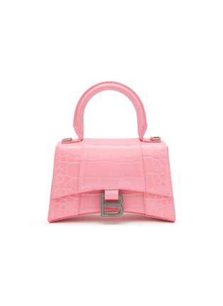 Main View - Click To Enlarge - BALENCIAGA - Extra Small 'Hourglass' Crocodile Embossed Leather Handbag