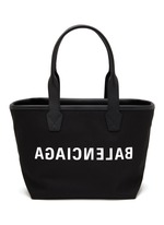 BALENCIAGA | Small Jumbo Inverted Logo Canvas Tote Bag | BLACK