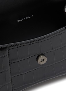 Balenciaga Hourglass Xs Top Handle Bag In Black Calfskin