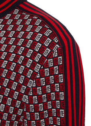 Balmain Striped Monogram Knit Hoodie