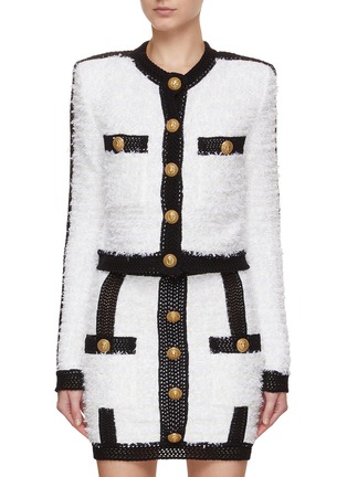 Main View - Click To Enlarge - BALMAIN - Tweed Knit Cropped Jacket