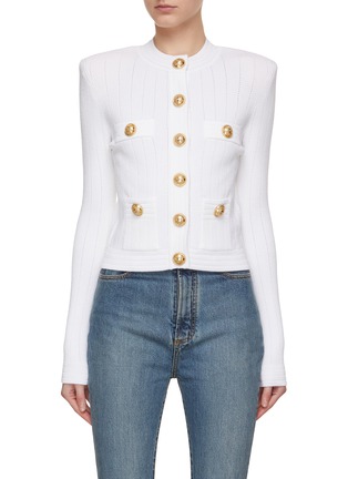 Main View - Click To Enlarge - BALMAIN - Buttoned Pockets Knit Cardigan