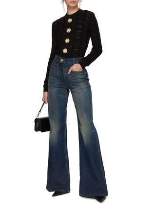 Figure View - Click To Enlarge - BALMAIN - Monogram Mesh Knit Top