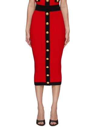 Main View - Click To Enlarge - BALMAIN - Buttoned Knit Midi Skirt
