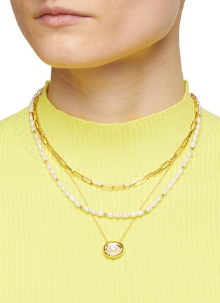Figure View - Click To Enlarge - MISSOMA - 18k Gold Plated Vermeil Rainbow Moonstone Dougnut Pendant Necklacee