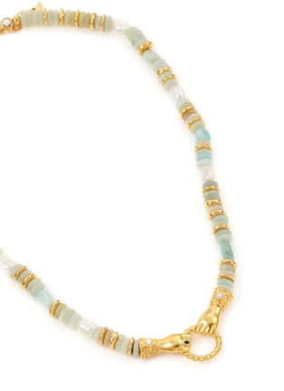 Detail View - Click To Enlarge - MISSOMA - X Harris Reed ‘In Good Hands’ 18K Gold Plated Brass Gemstone Pearl Necklace