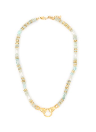 Main View - Click To Enlarge - MISSOMA - X Harris Reed ‘In Good Hands’ 18K Gold Plated Brass Gemstone Pearl Necklace