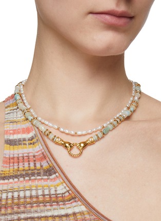 Figure View - Click To Enlarge - MISSOMA - X Harris Reed ‘In Good Hands’ 18K Gold Plated Brass Gemstone Pearl Necklace