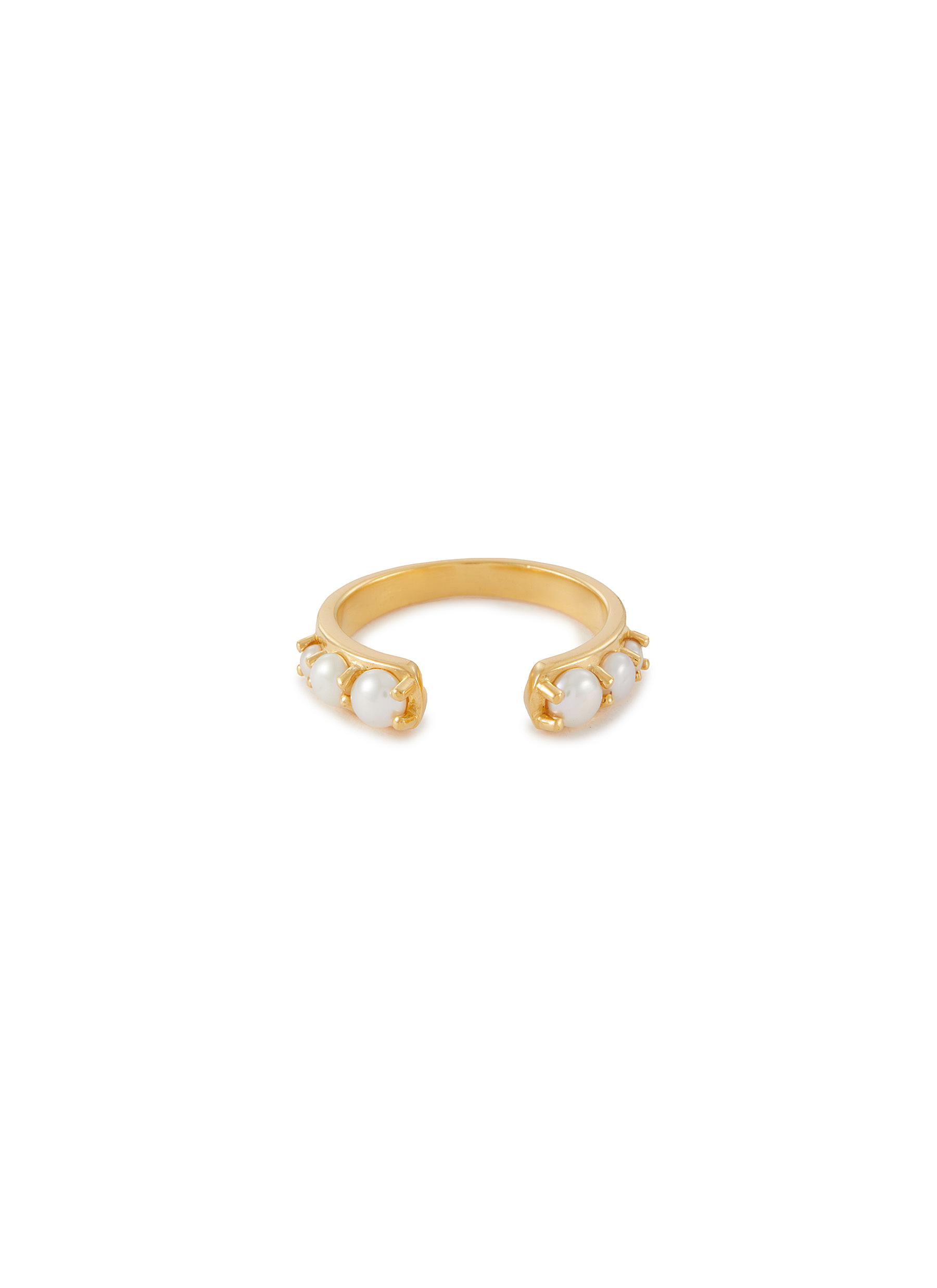MISSOMA X HARRIS REED 18K GOLD PLATED STERLING SILVER FAUX PEARL OPENNESS RING
