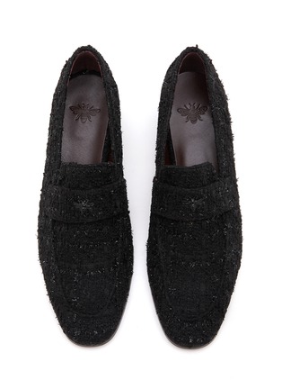 Detail View - Click To Enlarge - BOUGEOTTE - Flaneur Heeled Lurex Tweed Loafers