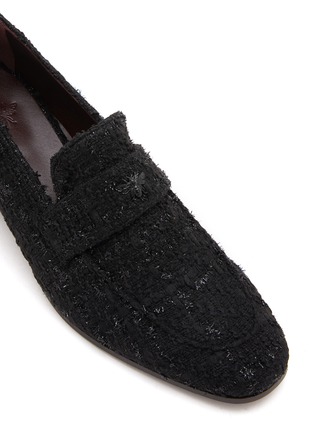Detail View - Click To Enlarge - BOUGEOTTE - Flaneur Heeled Lurex Tweed Loafers