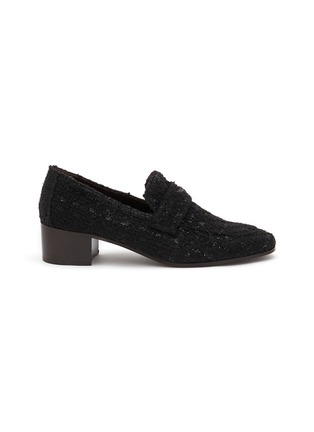 Main View - Click To Enlarge - BOUGEOTTE - Flaneur Heeled Lurex Tweed Loafers
