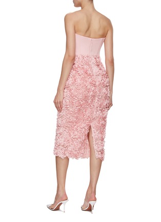 Back View - Click To Enlarge - MARCHESA NOTTE - Rosette Appliqué Midi Dress