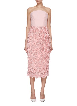 MARCHESA NOTTE | Rosette Appliqué Midi Dress