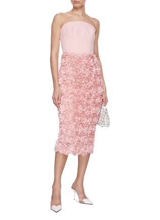 MARCHESA NOTTE | Rosette Appliqué Midi Dress