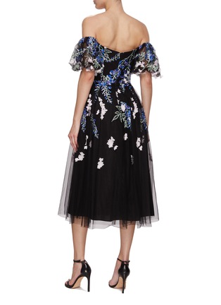 Back View - Click To Enlarge - MARCHESA NOTTE - Crystal Embellished Off-Shoulder Dress