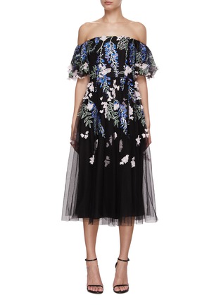 Main View - Click To Enlarge - MARCHESA NOTTE - Crystal Embellished Off-Shoulder Dress