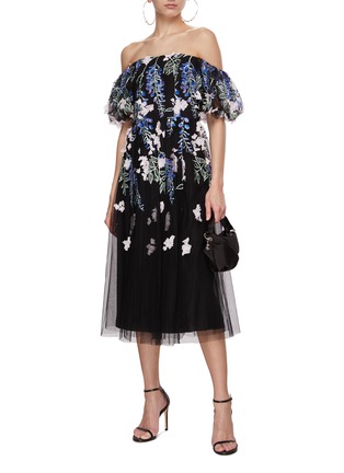 Figure View - Click To Enlarge - MARCHESA NOTTE - Crystal Embellished Off-Shoulder Dress