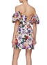 Back View - Click To Enlarge - MARCHESA NOTTE - Floral Fil Coupé Off-Shoulder Mini Dress