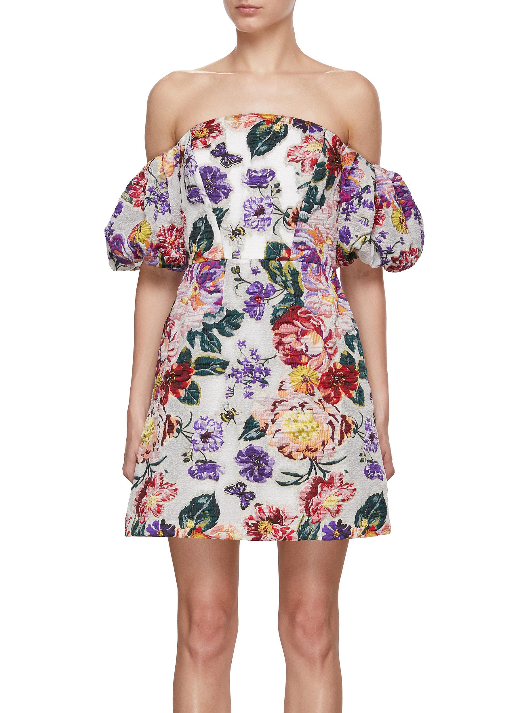 Floral Fil Coupé Off-Shoulder Mini Dress