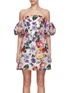 Main View - Click To Enlarge - MARCHESA NOTTE - Floral Fil Coupé Off-Shoulder Mini Dress