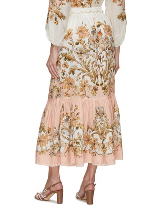 Back View - Click To Enlarge - ZIMMERMANN - Floral Print Linen Midi Skirt