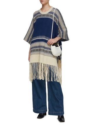 Figure View - Click To Enlarge - CO - Fair Isle Fringed Poncho