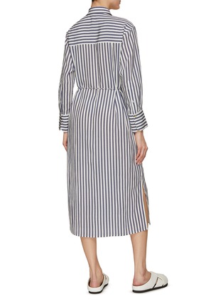 Back View - Click To Enlarge - VINCE - Coast Stripe Tie Waist Midi Shirt Dress