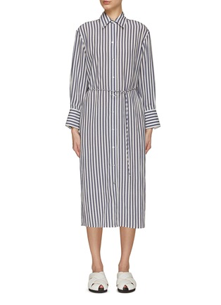 Main View - Click To Enlarge - VINCE - Coast Stripe Tie Waist Midi Shirt Dress