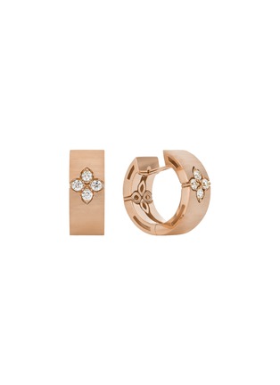 Main View - Click To Enlarge - ROBERTO COIN - ‘Love In Verona’ 18K Rose Gold Diamond Ruby Hoop Earrings