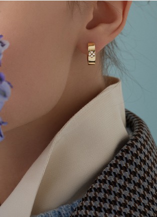 Detail View - Click To Enlarge - ROBERTO COIN - ‘Love In Verona’ 18K Gold Diamond Ruby Hoop Earrings