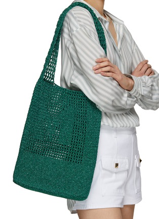 Figure View - Click To Enlarge - MIZELE - Medium Bucket Crocheted Lurex Bag