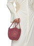 Figure View - Click To Enlarge - MIZELE - Extra Small Carré Crocheted Lurex Bucket Bag