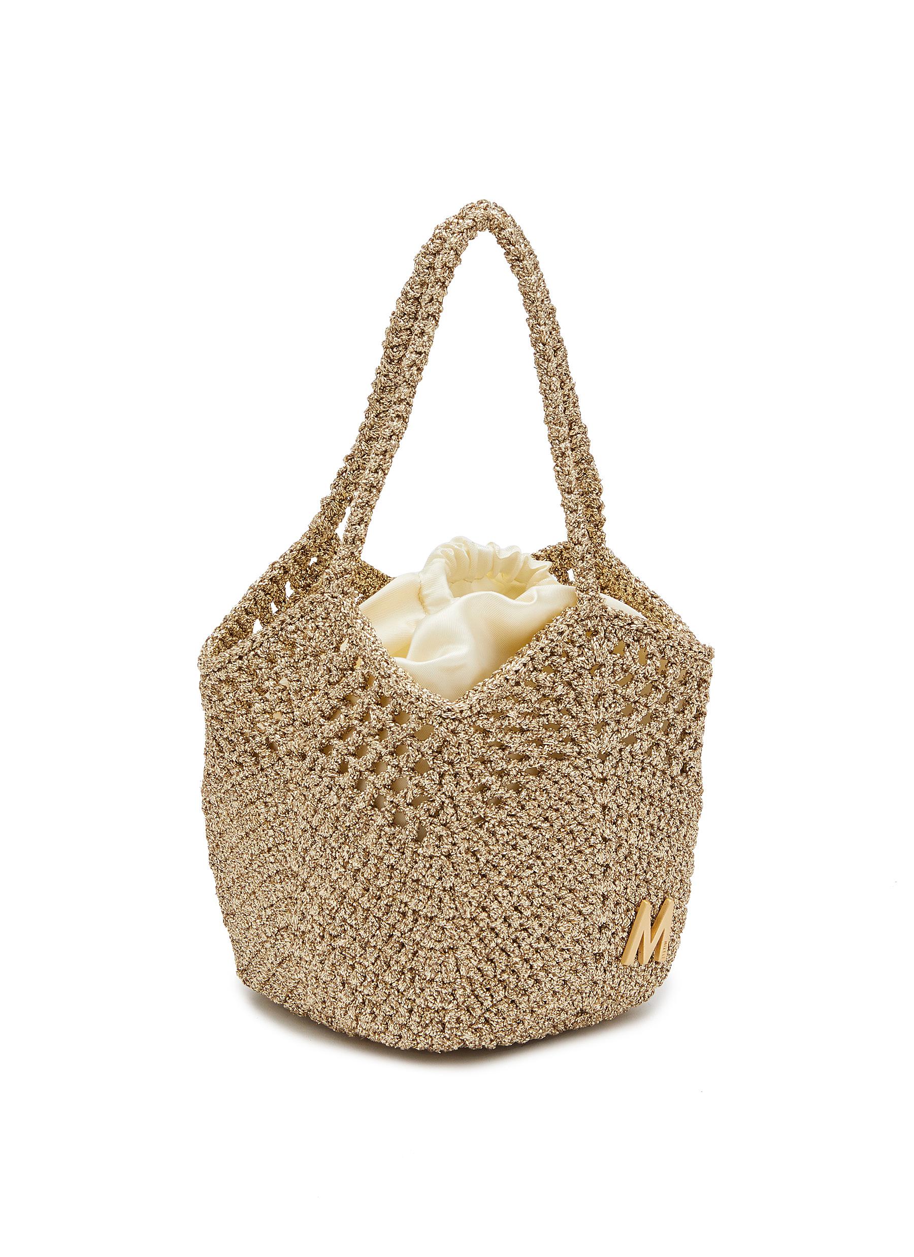 Extra Small CarrÃ© Crocheted Lurex Bucket Bag